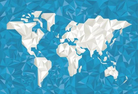 World map in white in crumpled paper style. Stock Illustration