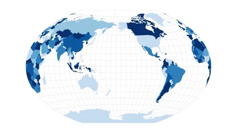 World Map. Winkel tripel projection. Loopable rotating map of the world. Eleg... Stock Footage 230470636