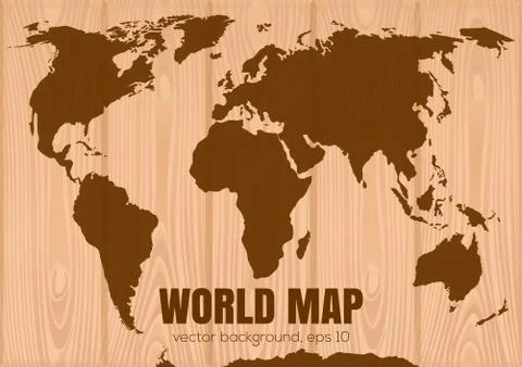 World map on wooden background vector illustration Stock Illustration