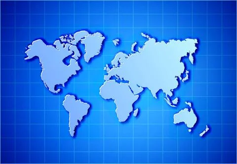 World map World map with shadow. Vector illustration on blue background Co... Stock Photos