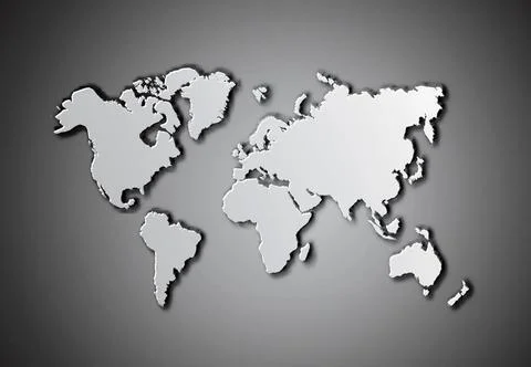 World map World map with shadow. Vector illustration on dark grey backgrou... Stock Photos