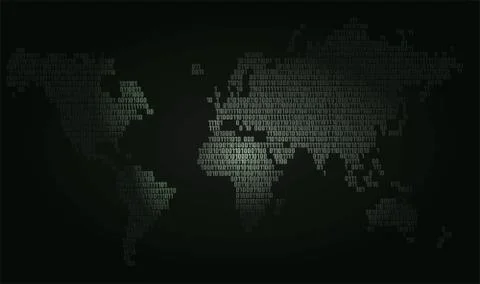World map with zero and one digits Stock Illustration