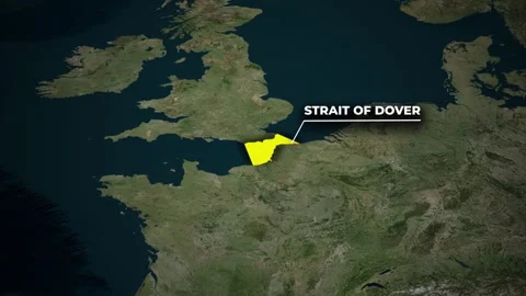World Map Zoom into Strait of Dover Highlighted on Satellite View Animation Vídeos de archivo 335098253