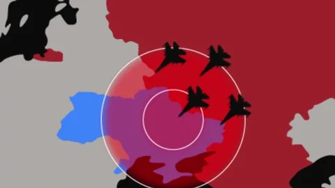 World Map Zoom In On Ukrainian Border With Blinking Target.  Stock Footage 219791513
