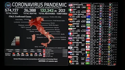 World maps  info of the spread of the virus Stock Footage 127187171