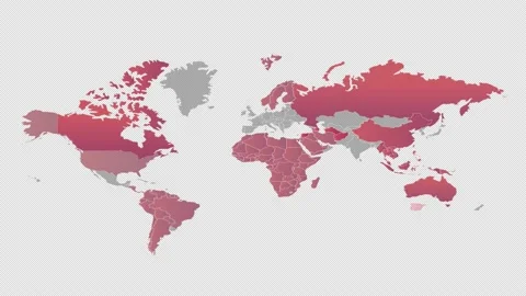 World maps show where the virus has spread. Covid-19 map confirmed cases report Stock Footage 139189373