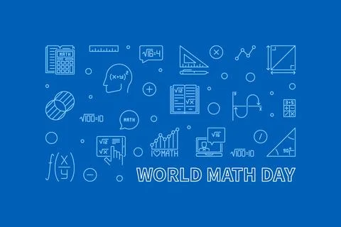 World Math Day concept vector outline horizontal banner - Math illustration 스톡 일러스트