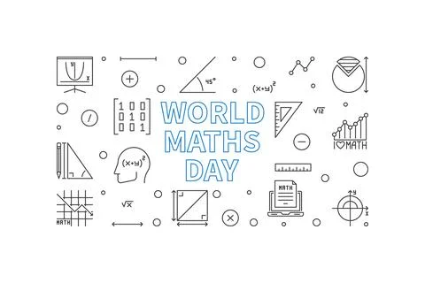 World Maths Day concept vector line banner. Math illustration 스톡 일러스트