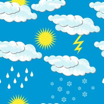 World Meteorological Day. Clouds, sun, rain Stock Illustration