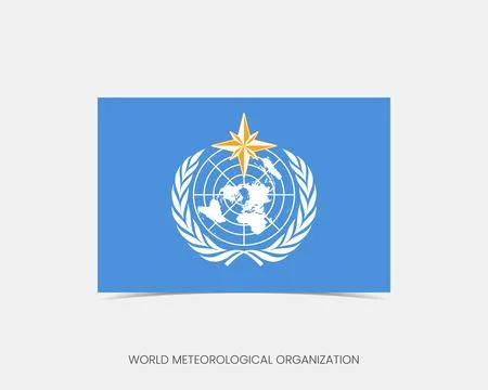 World Meteorological Organization Rectangle flag icon with shadow. Illustrazione stock