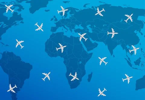 World migration concept with aircrafts. Vector illustration Stock Illustration