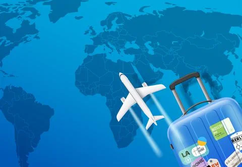 World migration concept with travel elements. Vector banner with copy space Stock-Illustration