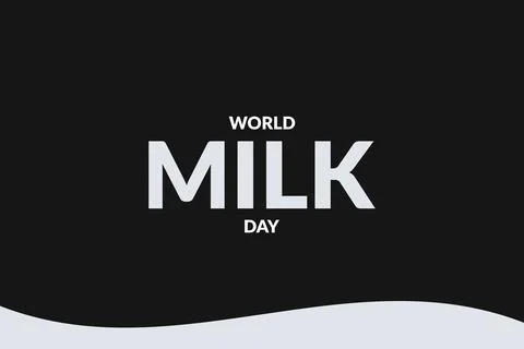 World Milk Day vector background. Milk typography text. Illustrazione stock