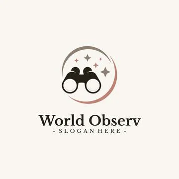 World Mission logo design vector. Globe and binocular symbol template. Stock Illustration