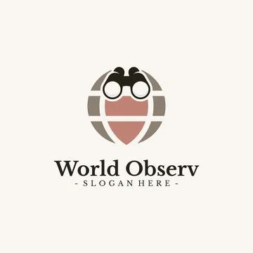 World Mission logo design vector. Globe and binocular symbol template. Stock Illustration