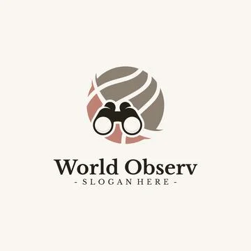 World Mission logo design vector. Globe and binocular symbol template. Stock Illustration