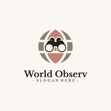 World Mission logo design vector. Globe and binocular symbol template. Stock Illustration