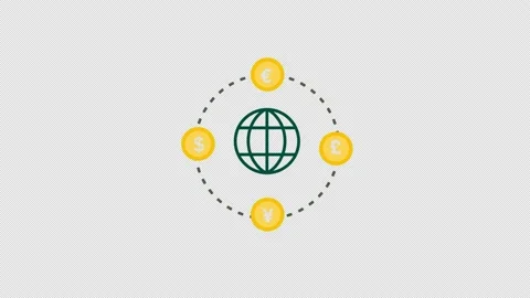 World Money exchange icon loop animation with alpha channel, transparent back Stock-Footage 210639642