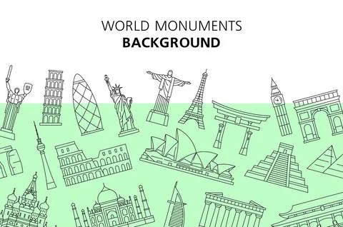 World Monuments background Illustrazione stock