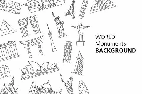 World Monuments background Illustrazione stock