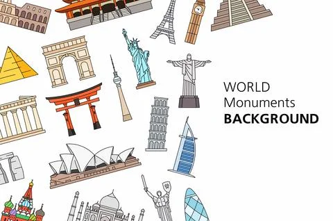 World Monuments background Stock Illustration