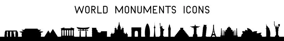 World Monuments Icons Stock Illustration