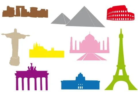 World monuments Stock Illustration