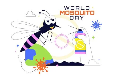 World Mosquito Day Illustration Featuring Mosquito Awareness, Disease Preve.. Stock Illustration