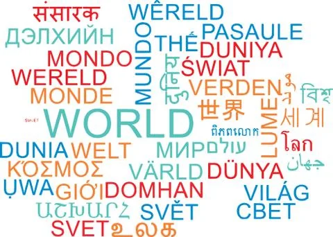 World multilanguage wordcloud background concept Stock Illustration