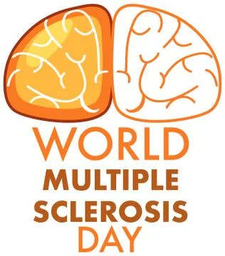 World Multiple Sclerosis Day with brain symbol logo or banner on white backgr Stock Illustration