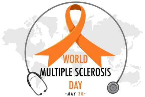 World Multiple Sclerosis Day logo or banner on world map background Stock Illustration