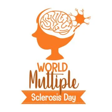 World Multiple Sclerosis Day logo or banner on world map background Stock Illustration