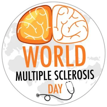 World Multiple Sclerosis Day logo or banner on world map background Stock Illustration