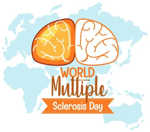 World Multiple Sclerosis Day logo or banner on world map background Stock Illustration
