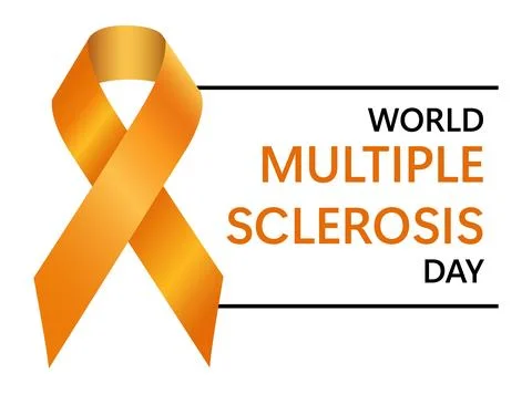 World Multiple Sclerosis Day. Orange Awareness Ribbon on White Background.  Stock Illustration