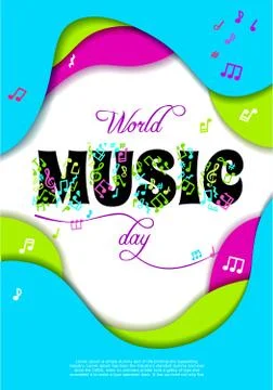 World Music Day, vector concept. Greeting card. Illustrazione stock