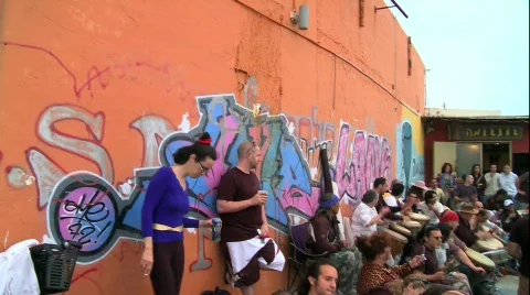 World music instruments Playing music - party at sunset 3 Stock Footage 693653