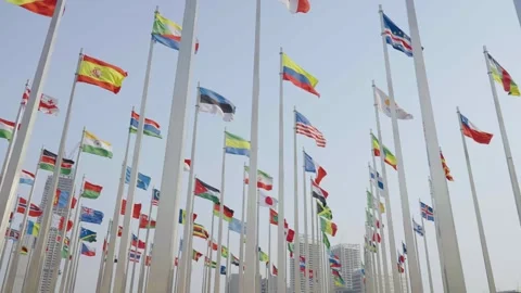 World national flags Video stock 240167500