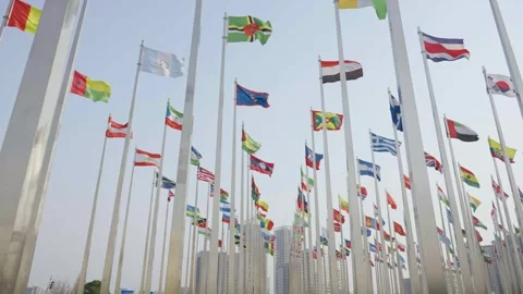 World national flags Video stock 240190192