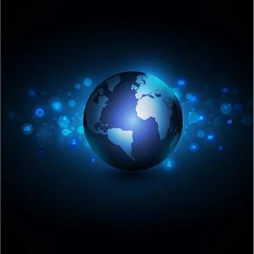 World with network communication and global technology concept Stock Illustration