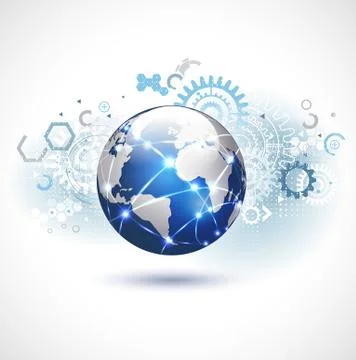 World network communication and technology, vector illustration Stock Illustration