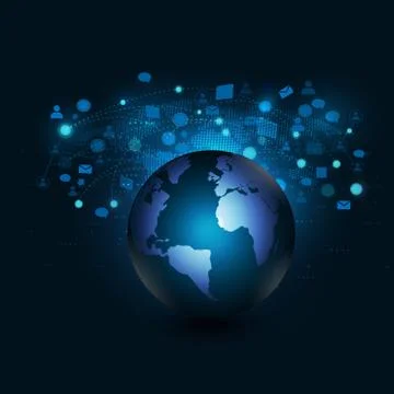 World with network communication and technology concept, vector illustration Stock Illustration
