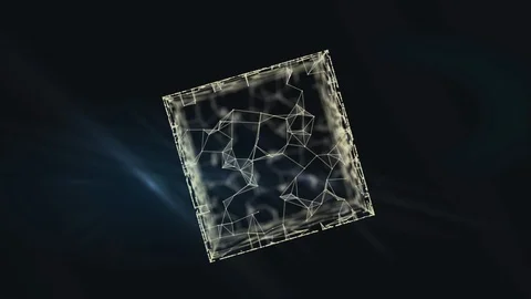 World network inside transparent cyber cube on black. Stock Footage 117632648