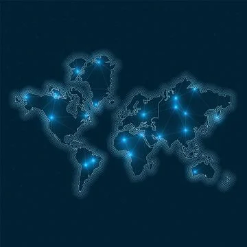 The World network map. Abstract geometric map of the world. Digital connect.. Fotos de archivo