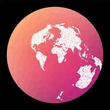 World network map. Airy's minimum-error azimuthal projection. Wired globe i.. Illustrazione stock