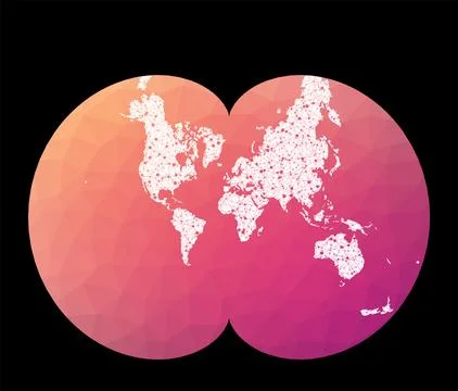 World network map. August's epicycloidal conformal projection. Wired globe .. Illustrazione stock