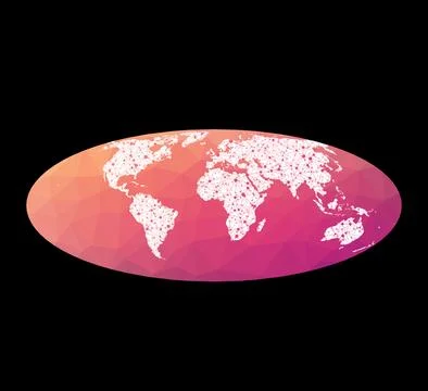 World network map. Bromley projection. Wired globe in Bromley projection on.. Stock Illustration