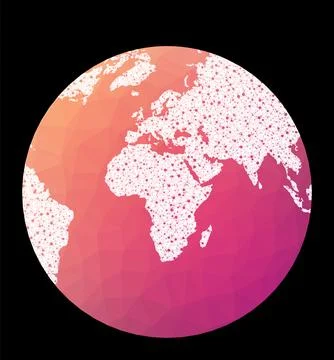 World network map. Chamberlin projection for Africa. Wired globe in Chamber.. Illustrazione stock