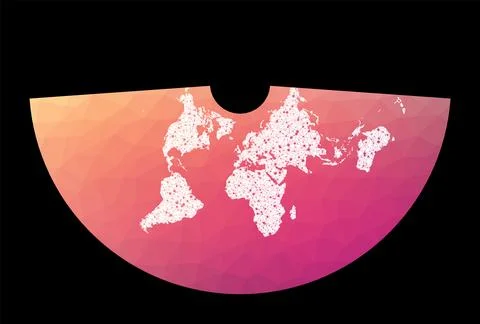 World network map. Conic equidistant projection. Wired globe in Conic Equid.. Stock Illustration