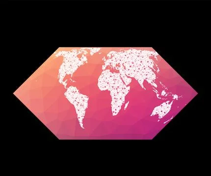World network map. Eckert II projection. Wired globe in Eckert 2 projection.. Illustrazione stock
